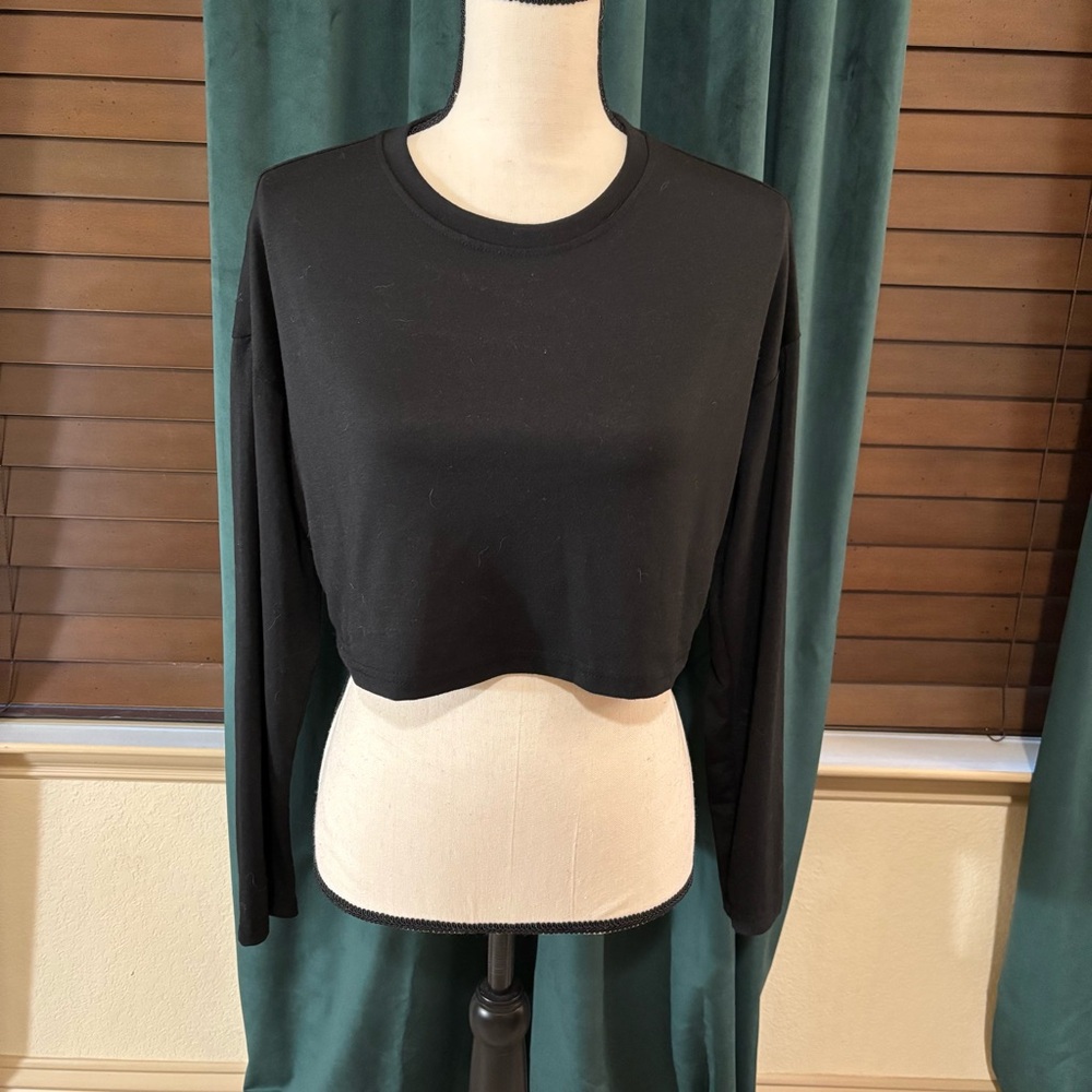 SHEIN Black Long Sleeve Crop Top